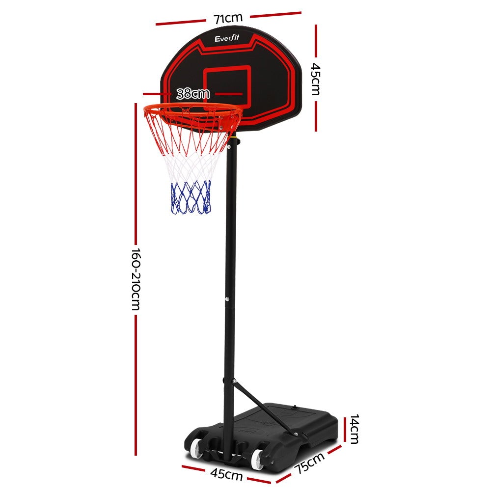 Everfit 2.1M Adjustable Portable Basketball Stand with shatterproof backboard and heavy-duty base, designed for players of all ages.