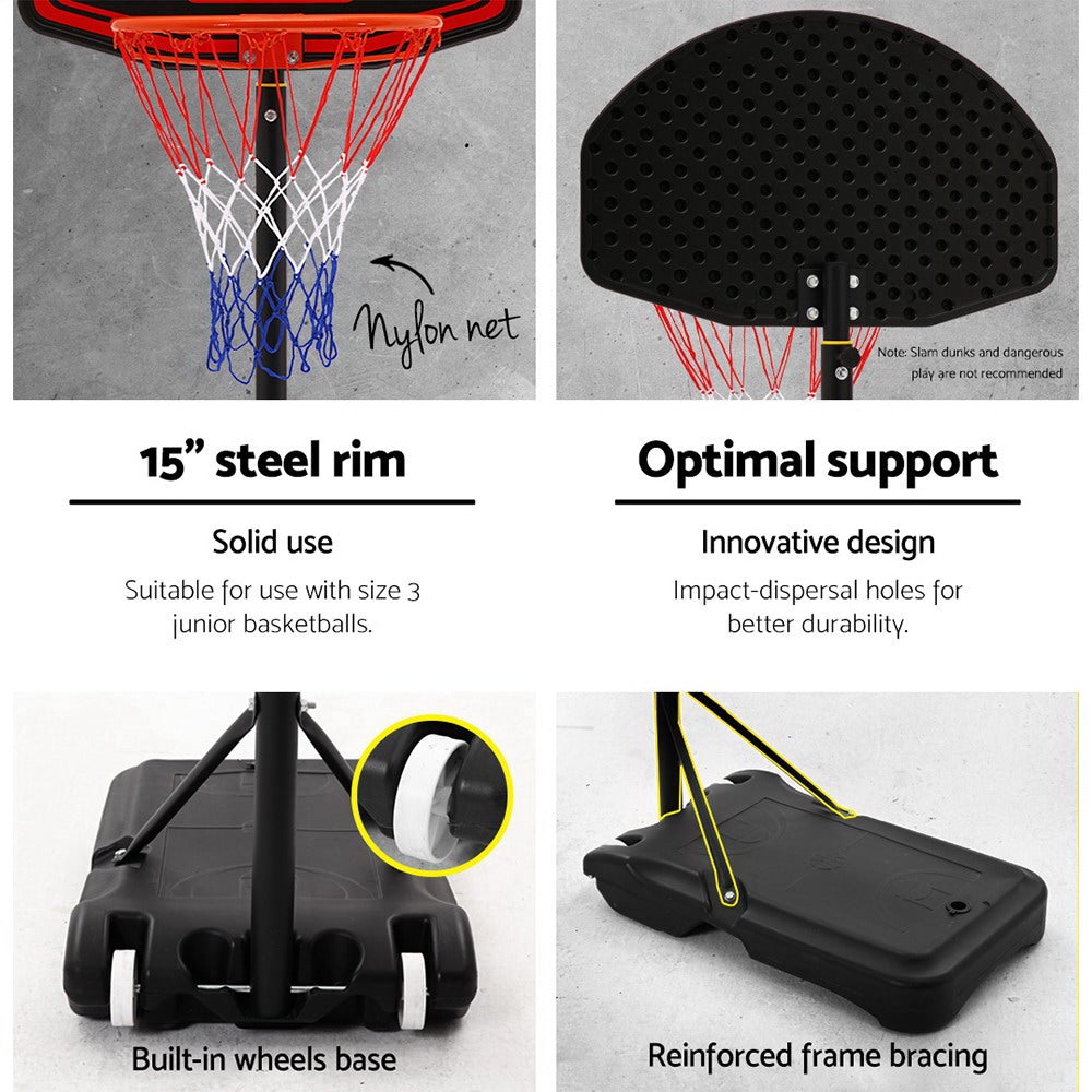 Everfit 2.1M Adjustable Portable Basketball Stand with shatterproof backboard and heavy-duty base, designed for players of all ages.