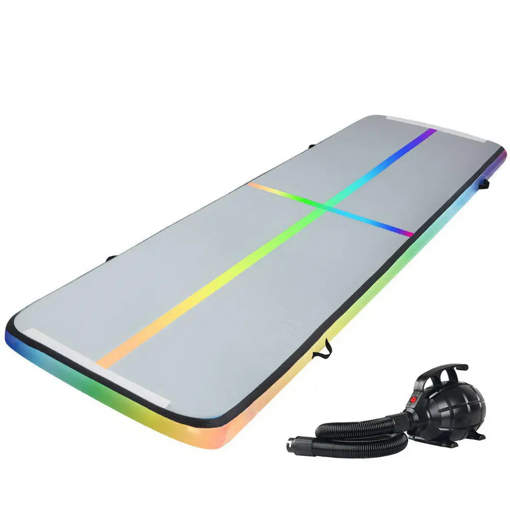 Everfit 4M Air Track Gymnastics Tumbling Exercise Mat in vibrant colors, showcasing its inflatable design and durable surface.