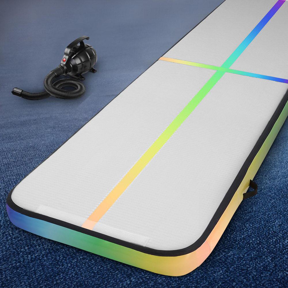 Everfit 4M Air Track Gymnastics Tumbling Exercise Mat in vibrant colors, showcasing its inflatable design and durable surface.