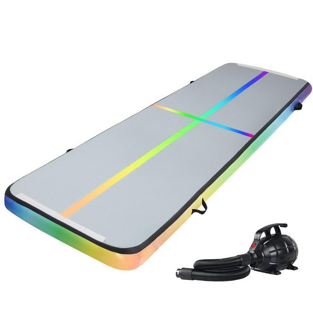 Everfit 4M Air Track Gymnastics Tumbling Exercise Mat in vibrant colors, showcasing its inflatable design and anti-slip surface.