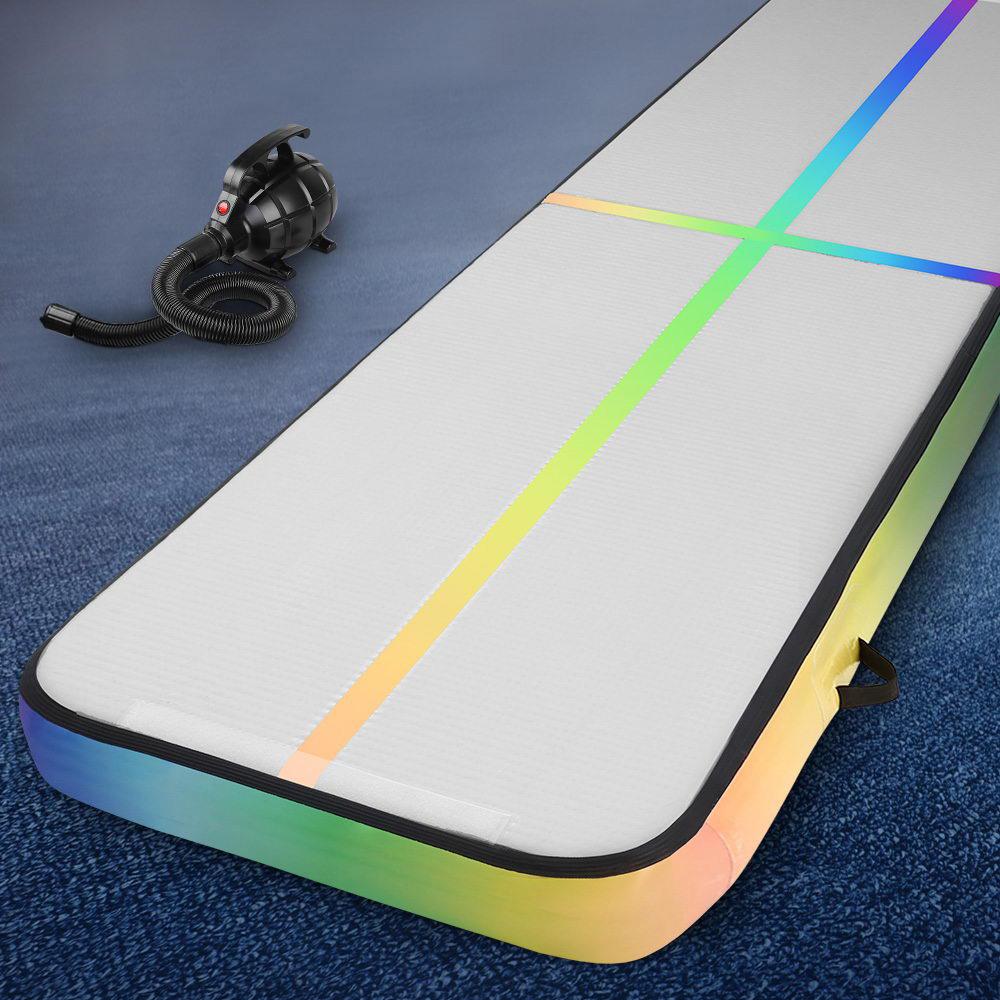 Everfit 4M Air Track Gymnastics Tumbling Exercise Mat in vibrant colors, showcasing its inflatable design and anti-slip surface.
