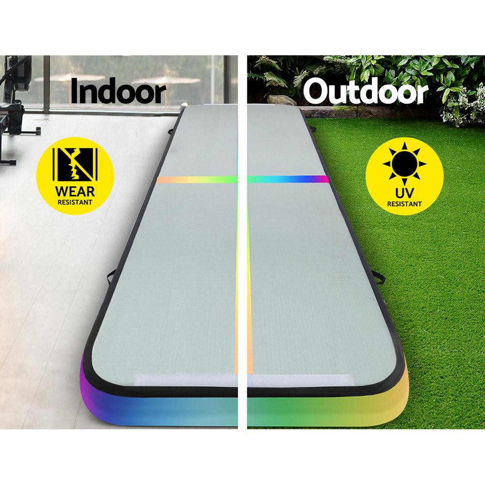 Everfit 4M Air Track Gymnastics Tumbling Exercise Mat in vibrant colors, showcasing its inflatable design and anti-slip surface.