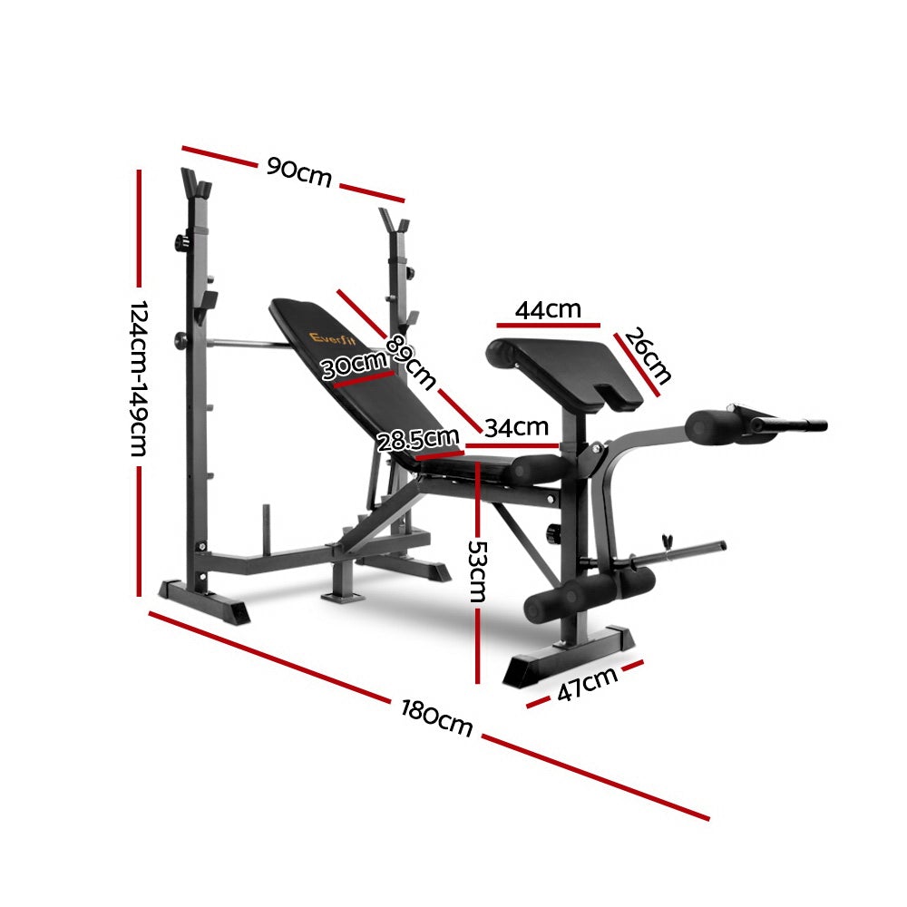 Everfit 9-In-1 Weight Bench showcasing adjustable features and sturdy design, ideal for home workouts.