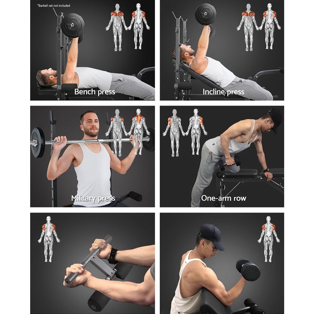 Everfit 9-In-1 Weight Bench showcasing adjustable features and sturdy design, ideal for home workouts.