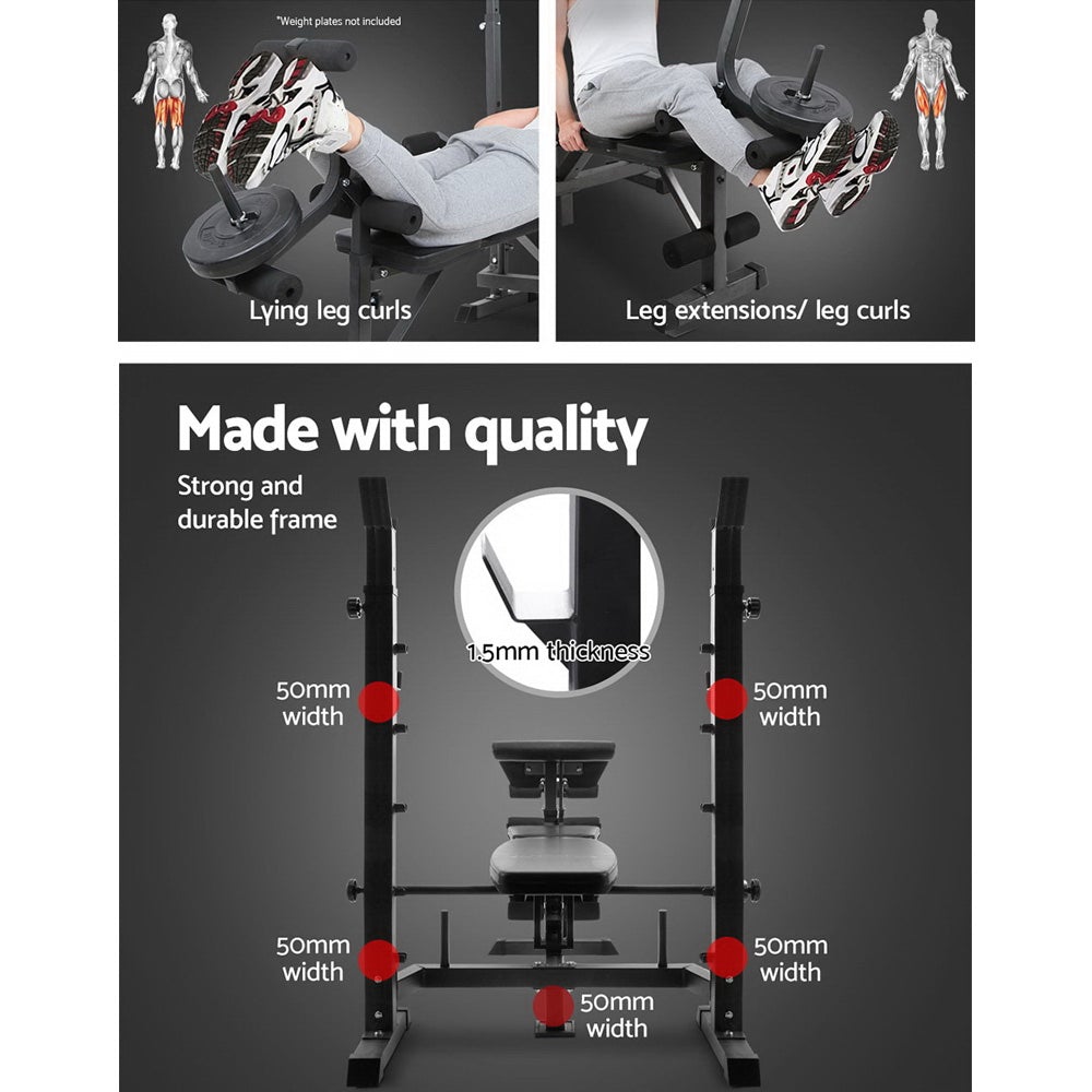 Everfit 9-In-1 Weight Bench showcasing adjustable features and sturdy design, ideal for home workouts.