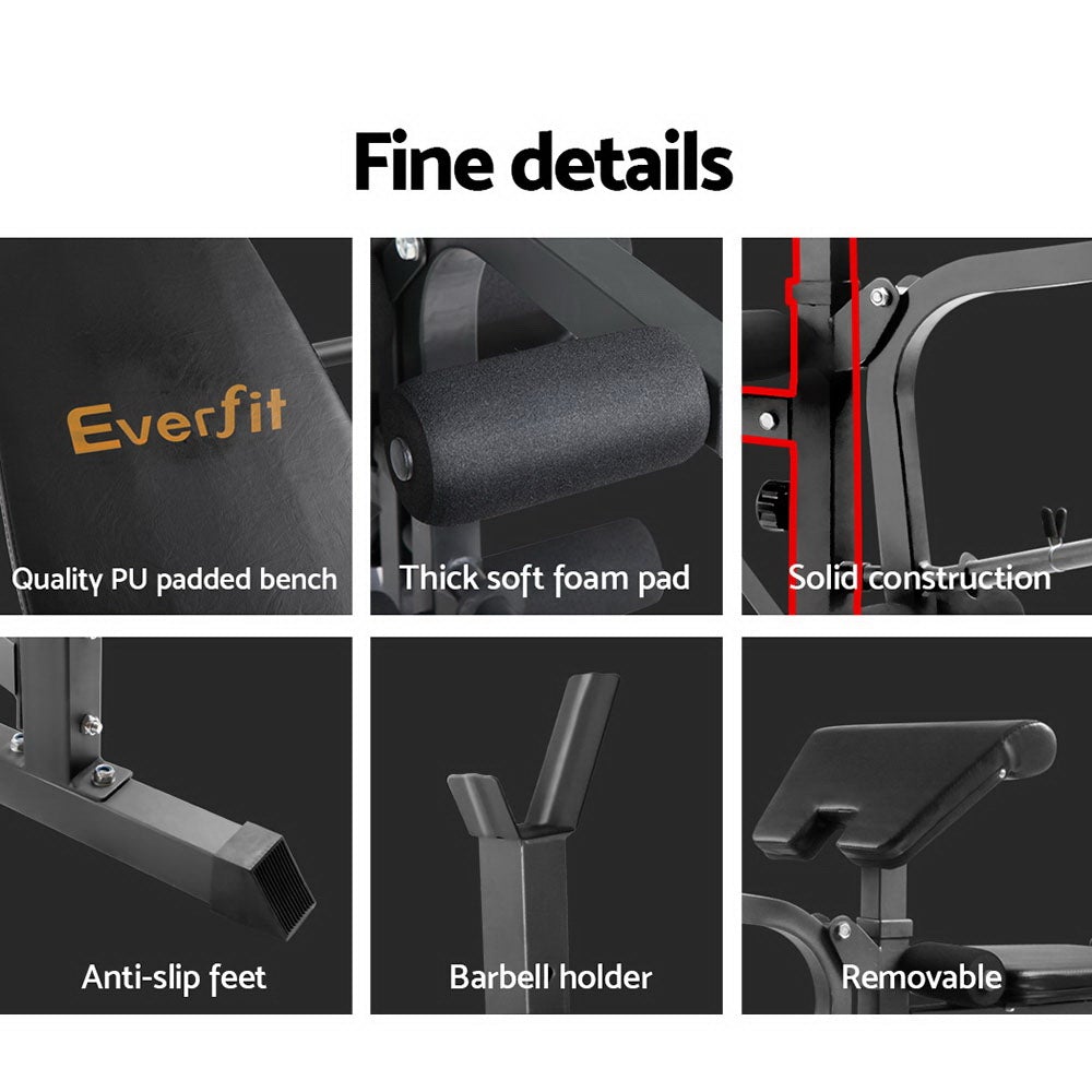 Everfit 9-In-1 Weight Bench showcasing adjustable features and sturdy design, ideal for home workouts.
