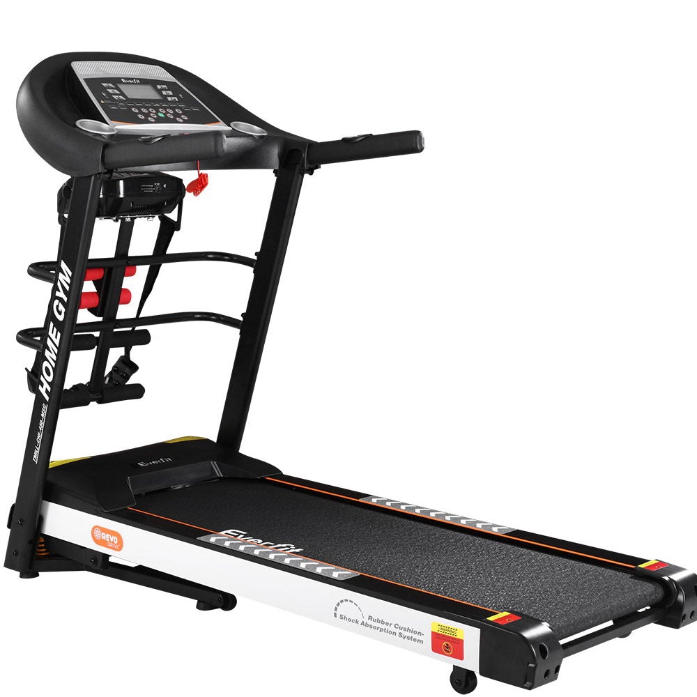 Everfit Electric Treadmill with a sturdy steel frame, digital display, and multifunctional workout features, ideal for home gym use.
