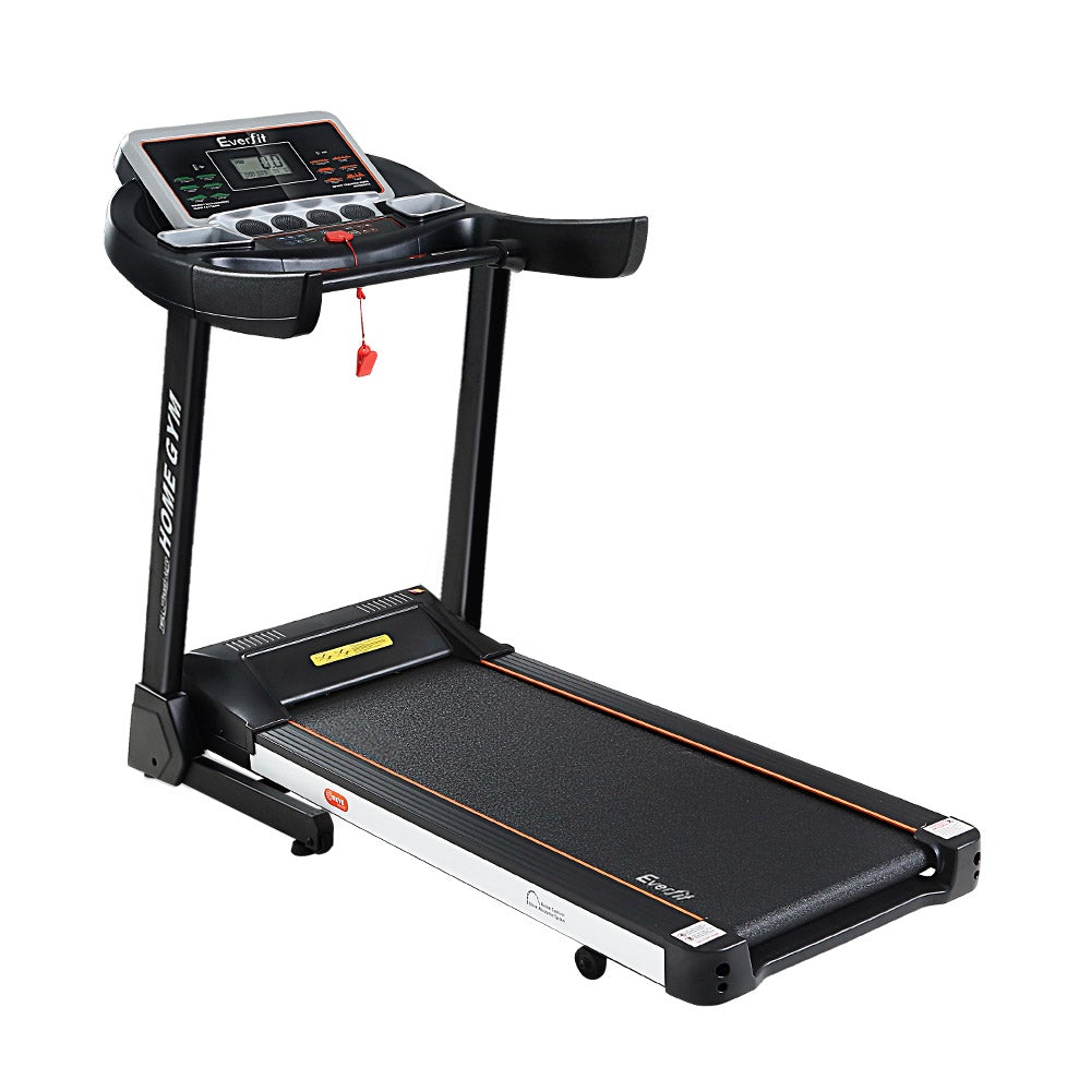 Everfit Electric Treadmill with a sturdy frame, digital display, and incline settings, designed for home fitness.
