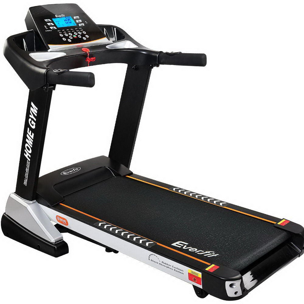 Everfit Electric Treadmill with a sturdy steel frame, digital display, and incline settings, designed for home fitness.
