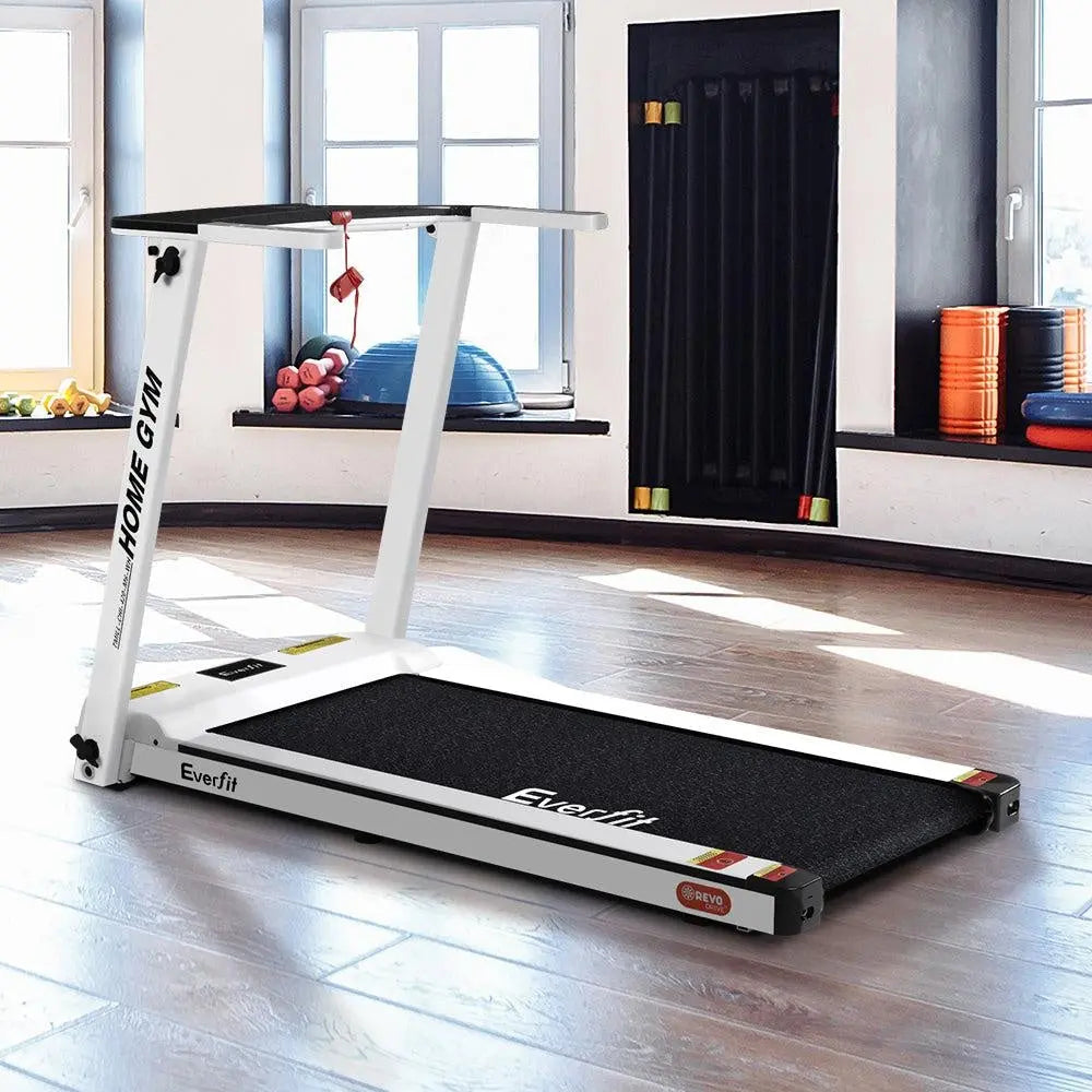 Everfit Electric Treadmill featuring a sturdy design, digital display, and foldable feature for home gym use.