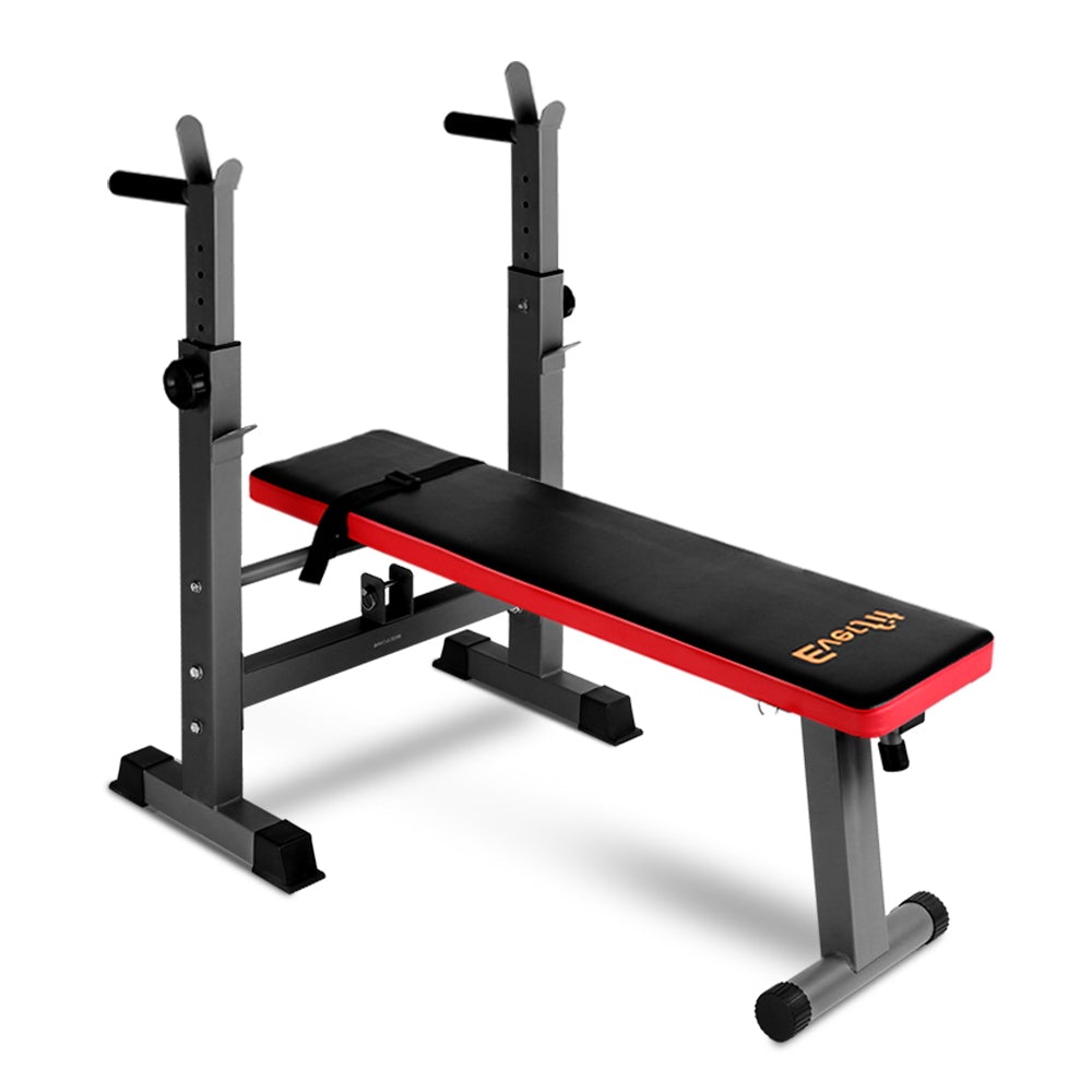 Everfit Multi-Station Weight Bench showcasing its sturdy steel frame, adjustable decline levels, and comfortable PU-covered seat.