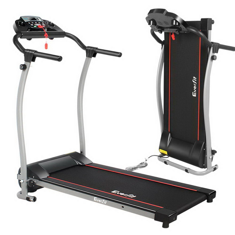 Everfit Electric Treadmill showcasing its sleek design, LCD display, and anti-slip running belt, ideal for home workouts.