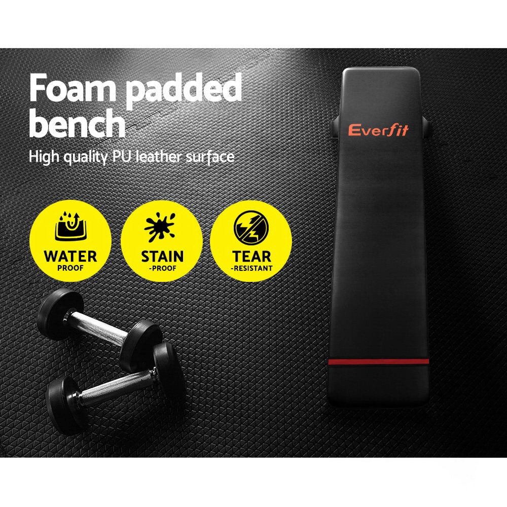 Everfit Weight Bench with strong steel frame and thick padding, designed for upper body workouts.