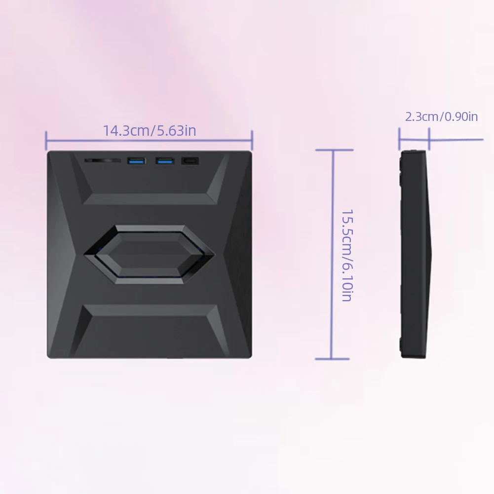 External CD DVD Drive USB 3.0 Writer Burner Player for PC Laptop, featuring a sleek black design with blue LED lights.