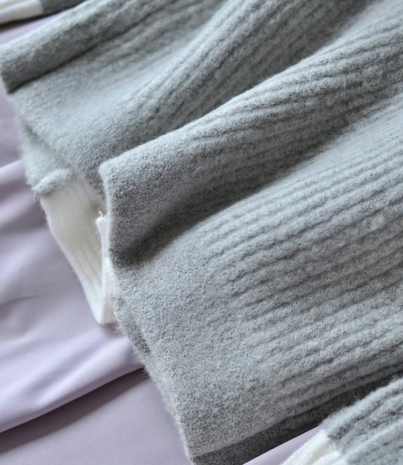 A stylish Fall Winter Knit Cardigan in England style, featuring a double-breasted design and O-neck collar, perfect for women.