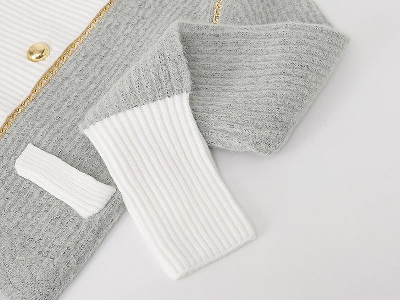 A stylish Fall Winter Knit Cardigan in England style, featuring a double-breasted design and O-neck collar, perfect for women.