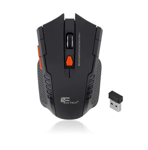 Fantech W4 Raigor Wireless Gaming Mouse in black, featuring six buttons and ergonomic design for right-handed users.