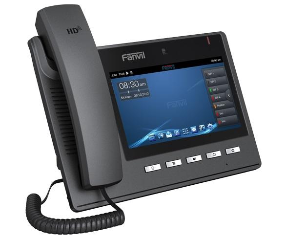 Office VoIP phone with touchscreen.