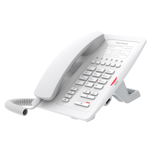 Fanvil H3 Hotel IP Phone with no display, featuring 6 programmable keys and a USB charging port, designed for hotels and hospitals.