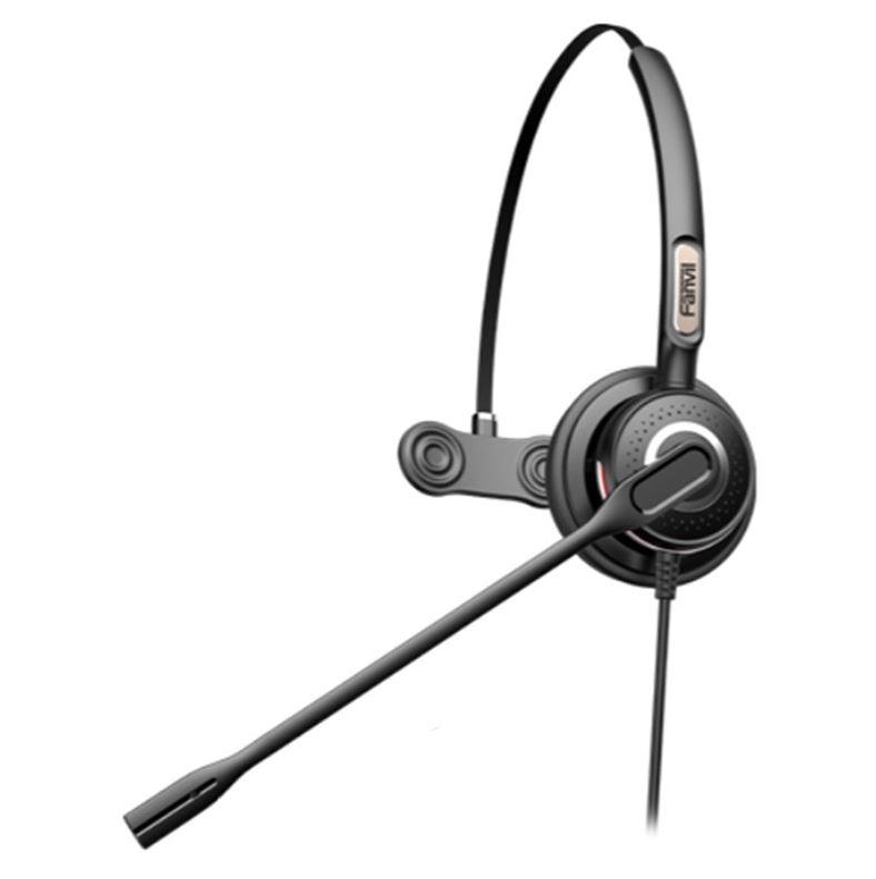Fanvil HT201 Mono Headset with adjustable headband and noise-canceling microphone, designed for comfort and clarity in office environments.
