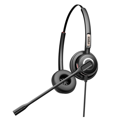 FANVIL HT202 Stereo Headset with over-the-head design, featuring a sleek black finish and adjustable headband.