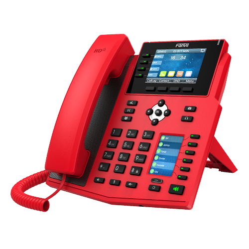 FANVIL X5U-RED High End Enterprise IP Phone with dual color displays and HD audio features, designed for emergency use.