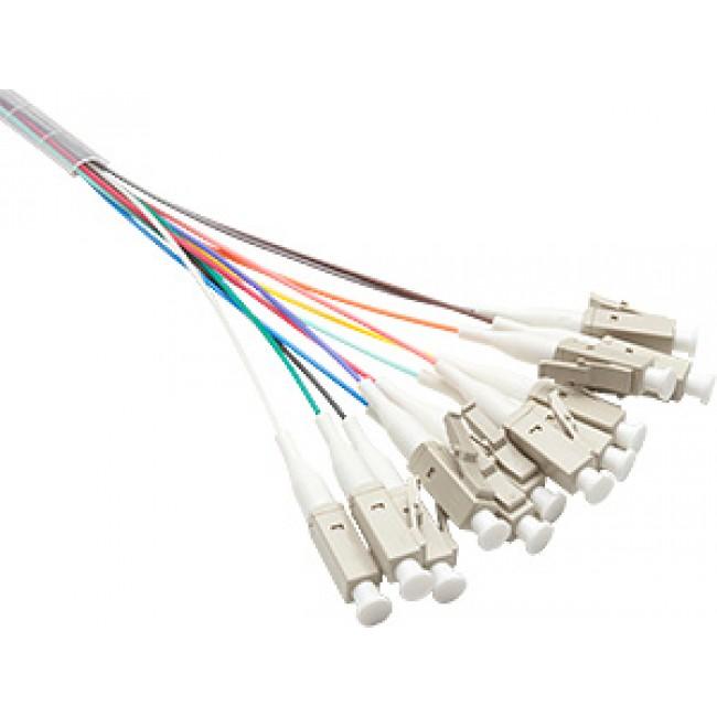Fibre Pigtail LC OM1 Multimode 2m: 12 Pack Rainbow with color-coded connectors for easy identification.