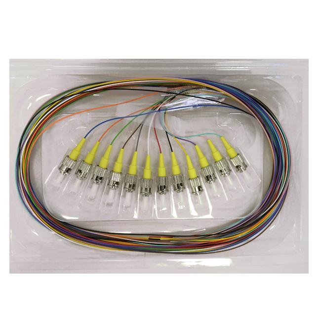 Fibre Pigtail ST OS1/OS2 Singlemode 2m - 12 Pack Rainbow with colour-coded leads for easy identification.