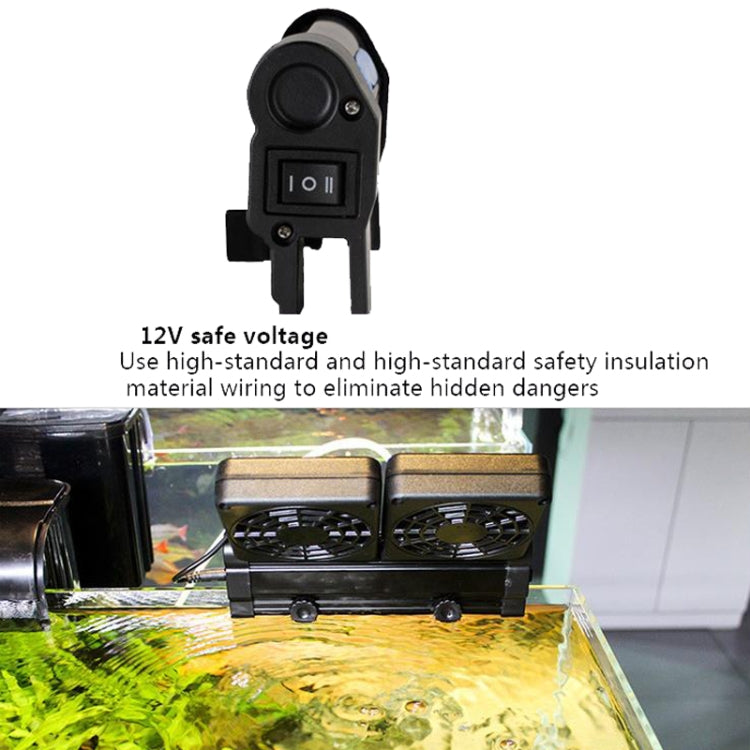 Fish Tank Cooling Fan designed for silent operation and effective cooling in aquariums, featuring adjustable wind speeds and durable construction.