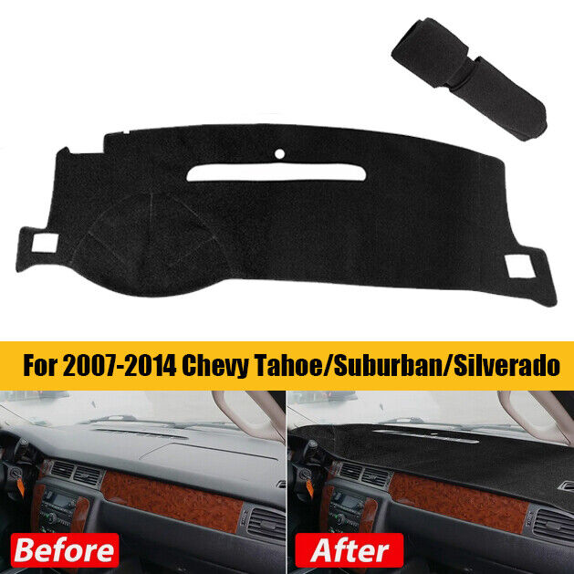 Dashboard pad cover for 2007-2014 Chevy Silverado, Tahoe, and Suburban, made from high-quality polyester material.