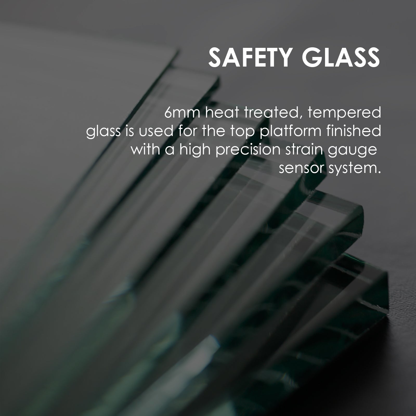 Fit Smart Electronic Floor Body Scale in black with LCD display on a white background, showcasing its sleek tempered glass design.