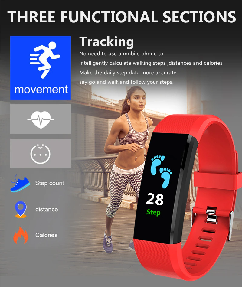 Fitness Smart Watch Activity Tracker with heart rate and oxygen monitoring features, designed for both men and women, showcasing a sleek touch screen.