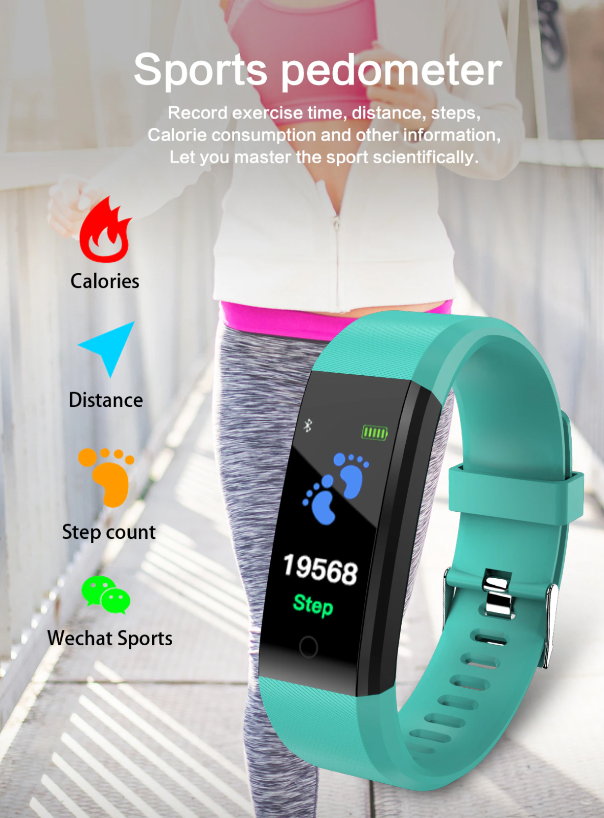 Fitness Smart Watch Activity Tracker with heart rate and oxygen monitoring features, designed for both men and women, showcasing a sleek touch screen.