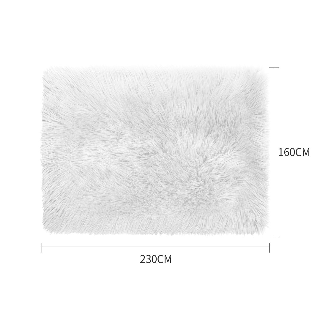 Luxurious white sheepskin shaggy rug with a plush 60-70mm pile, perfect for living rooms and bedrooms.