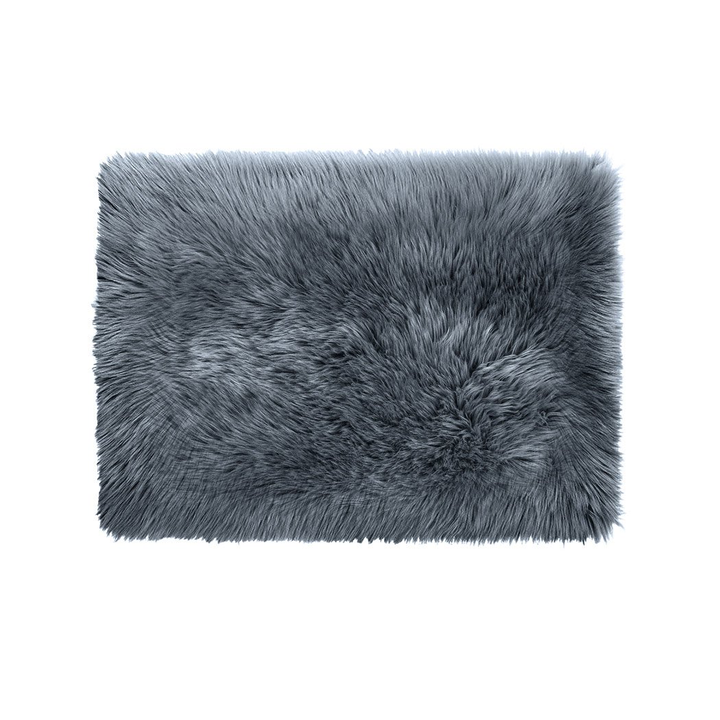Luxurious dark grey sheepskin shaggy rug measuring 160x230 cm, perfect for bedrooms and living rooms.