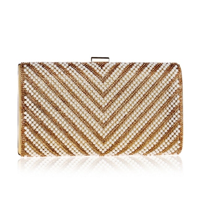 A vibrant Flower Candy Color Evening Bag adorned with diamonds, pearls, and floral decorations, perfect for weddings and parties.