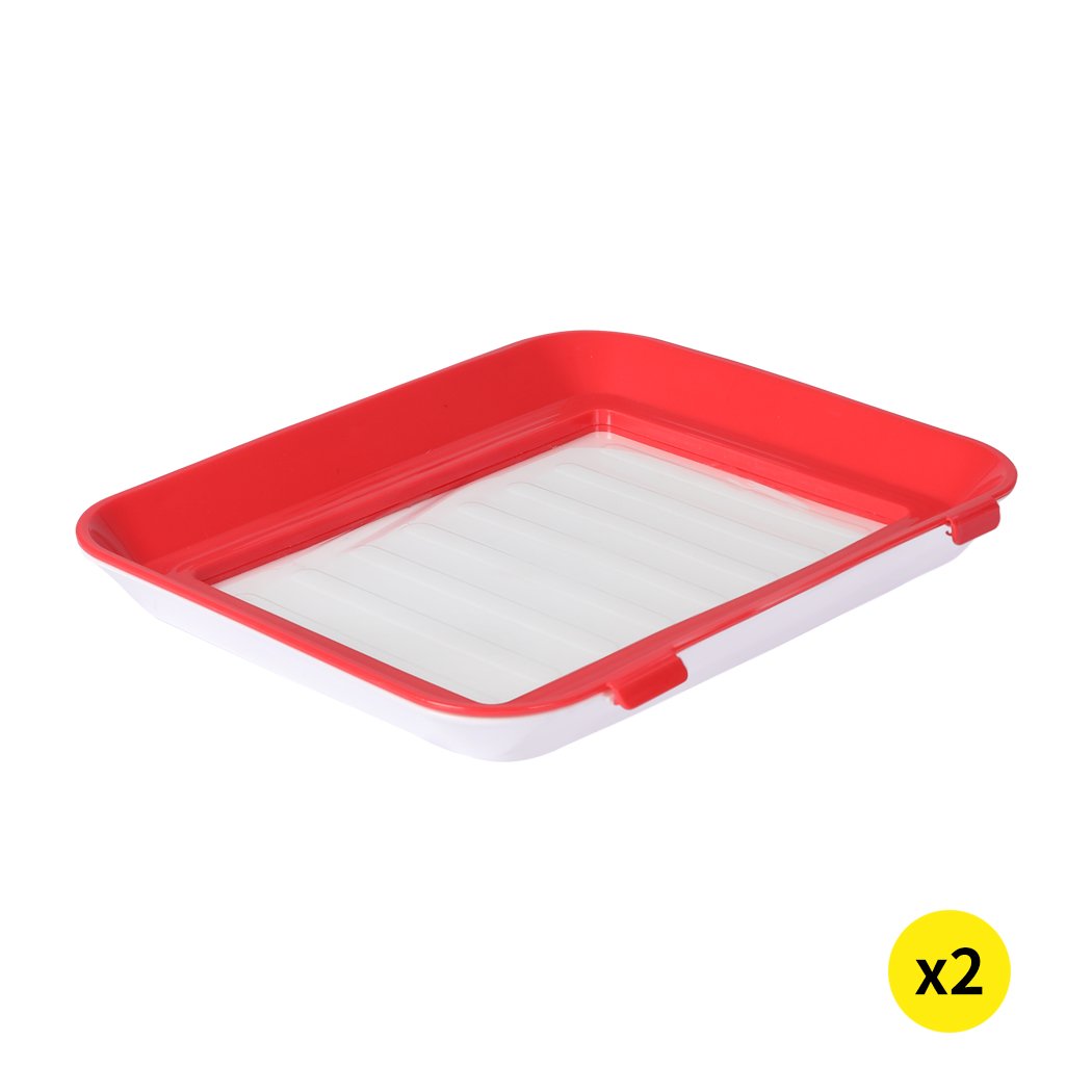 Reusable Food Containers Preservation Tray Storage Set in red and white, featuring airtight sealing and eco-friendly design.