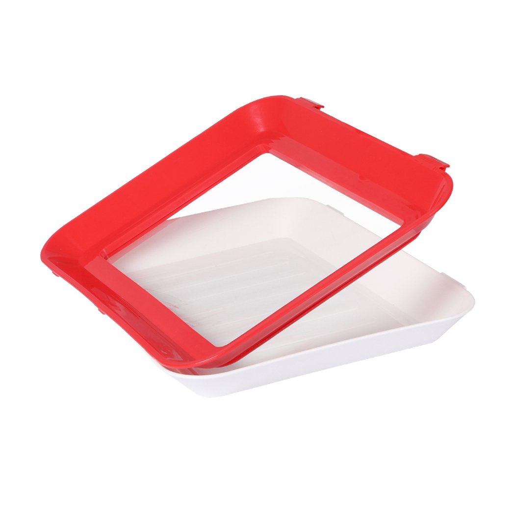 Reusable Food Containers Preservation Tray Storage Set in red and white, featuring airtight sealing and eco-friendly design.