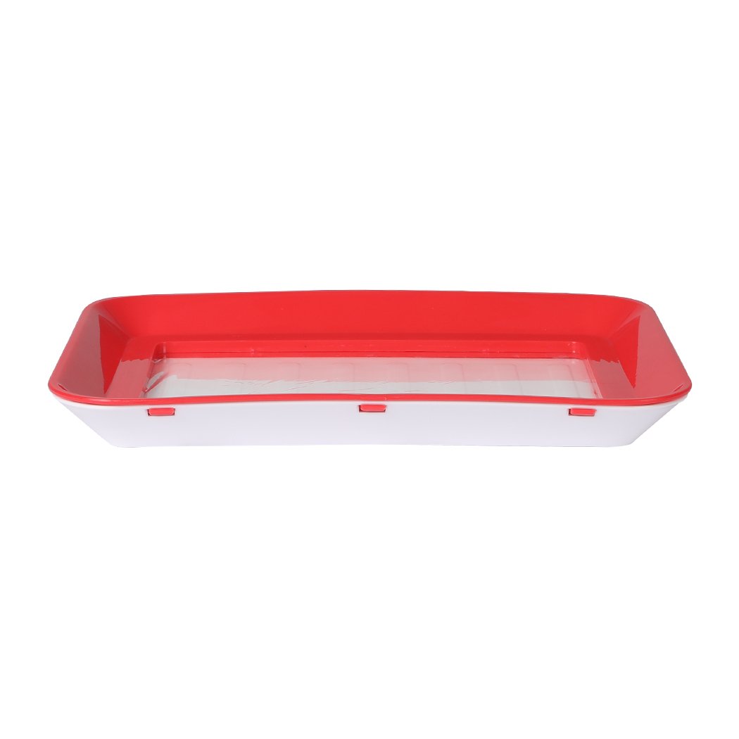 Reusable Food Containers Preservation Tray Storage Set in red and white, featuring airtight sealing and eco-friendly design.