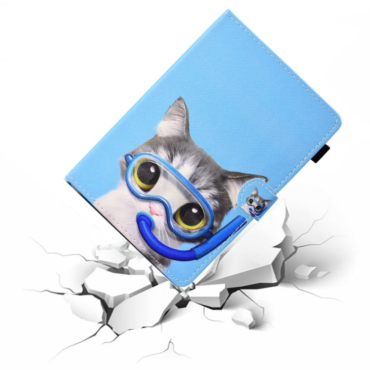 Stylish 10 inch Universal Colored Drawing Stitching Leather Tablet Case showcasing its durable PU leather and TPU material, with functional card slots and stand.