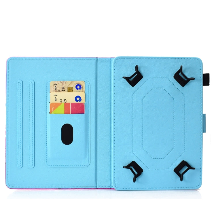 7 inch Universal Colored Drawing Stitching Leather Tablet Case in vibrant colors, showcasing its stylish design and functional features.