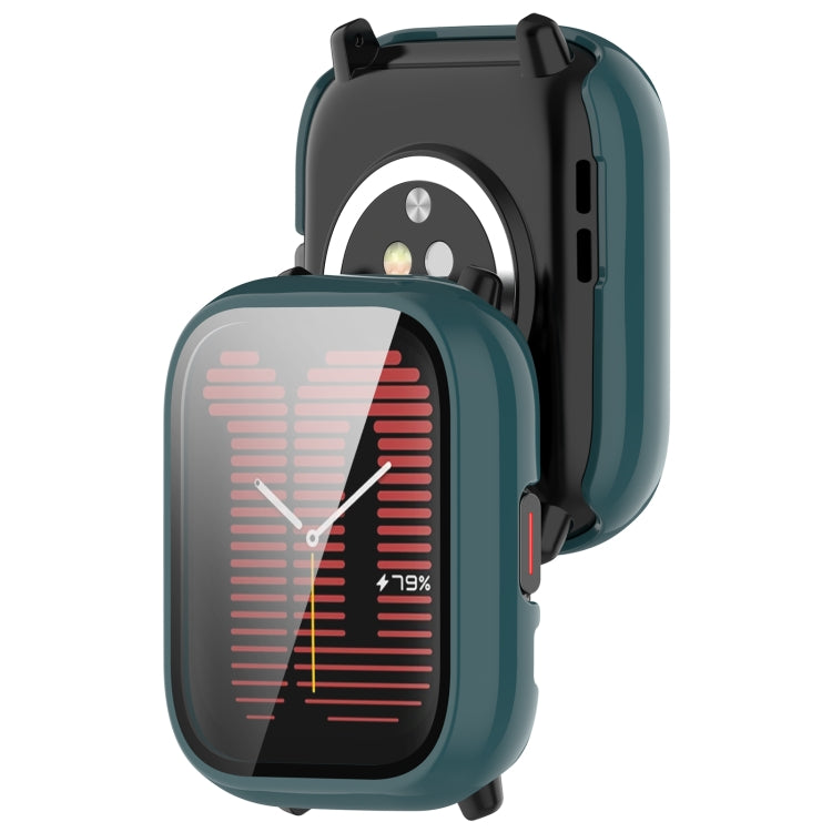 Green tempered glass watch case for Amazfit Aactive, showcasing its sleek design and protective features.