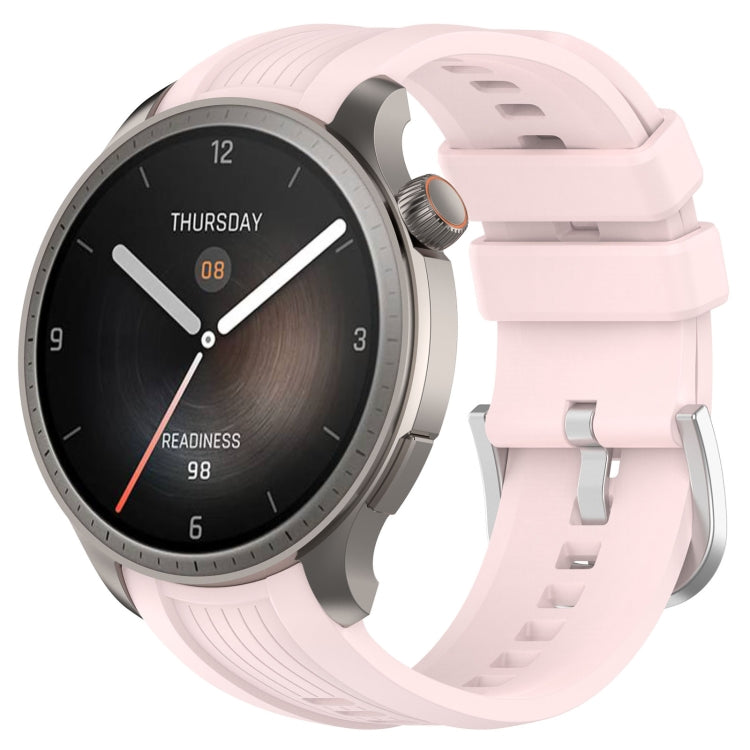 Pink silicone watch band for Amazfit Balance A2286, featuring a vertical texture design for comfort and style.
