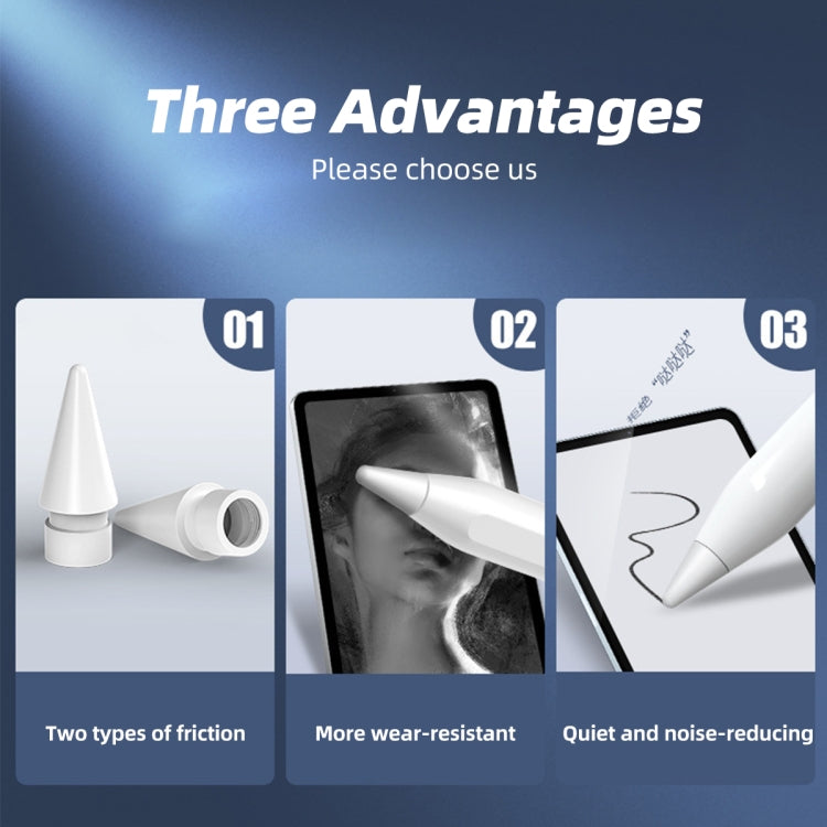 Double damping replacement tip for Apple Pencil 1 and 2, showcasing its sleek design and compatibility features.