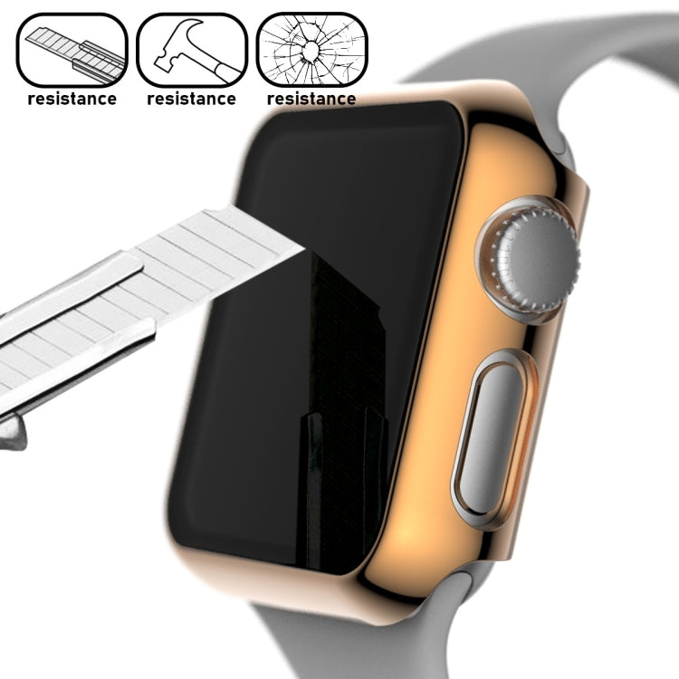 Full Coverage PlatingGlass for Apple Watch Series 3, 2, and 1 in various colors, showcasing its sleek design and protective features.