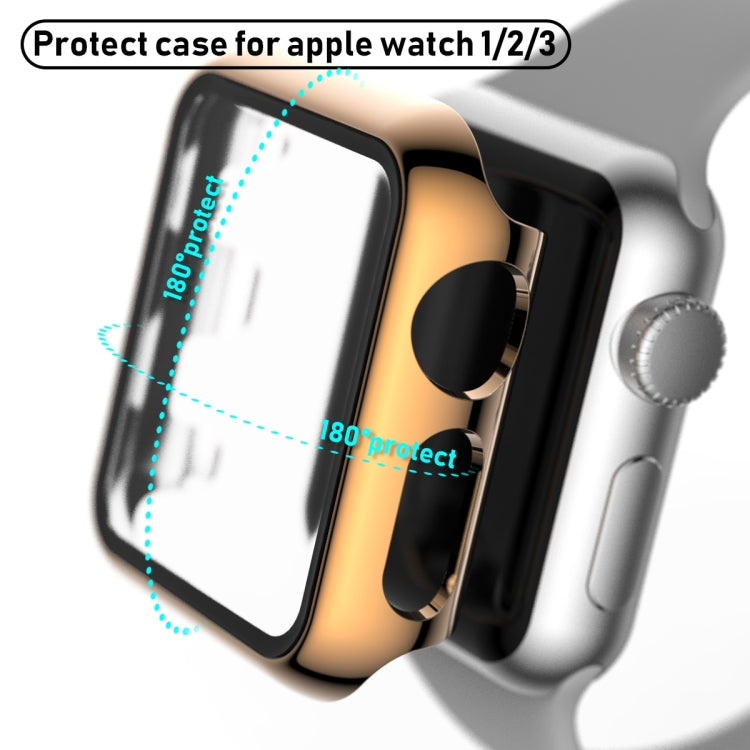 Full Coverage PlatingGlass for Apple Watch Series 3, 2, and 1 in various colors, showcasing its sleek design and protective features.