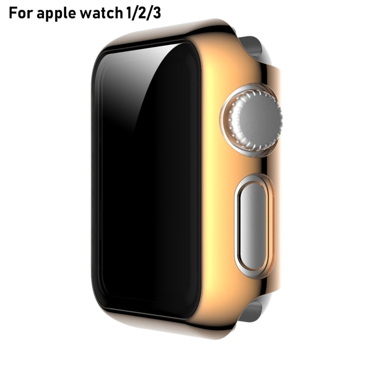 Full Coverage PlatingGlass for Apple Watch Series 3, 2, and 1 in various colors, showcasing its sleek design and protective features.