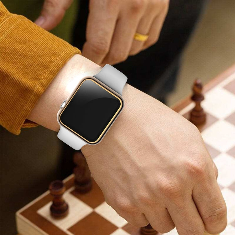 Full Coverage PlatingGlass for Apple Watch Series 3, 2, and 1 in various colors, showcasing its sleek design and protective features.