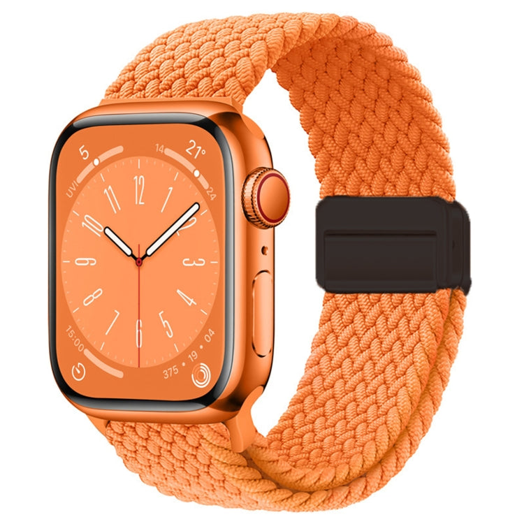 Nylon woven magnetic fold buckle watch strap for Apple Watch Series 6 40mm in various colors, showcasing its soft texture and adjustable buckle.